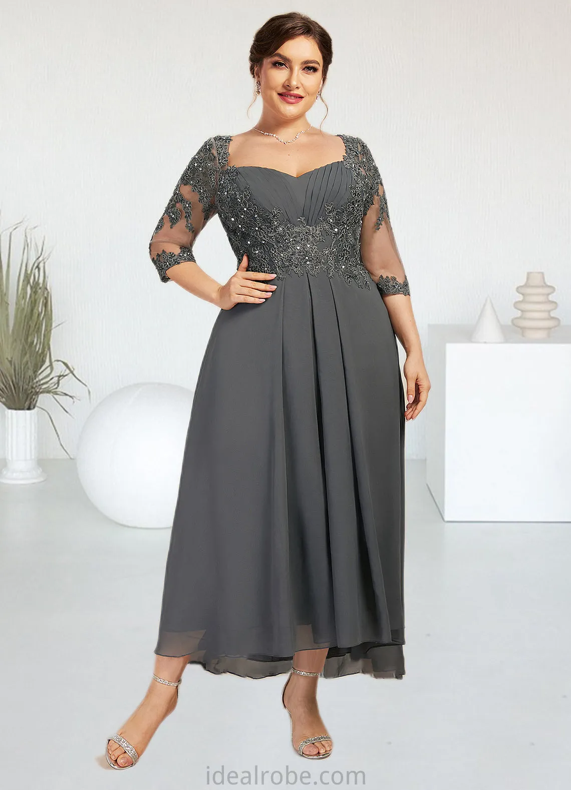 Karma A-Line Sweetheart Asymmetrical Chiffon Lace Mother of the Bride Dress With Beading Sequins STK126P0014579