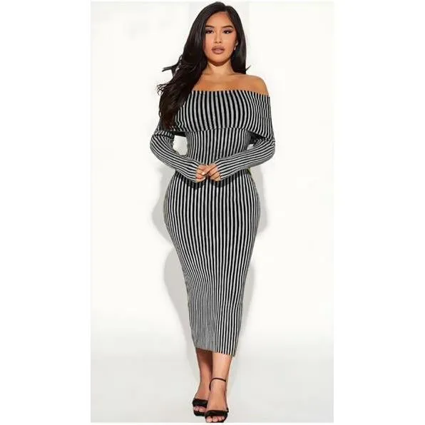 Knitted Off Shoulder Dress