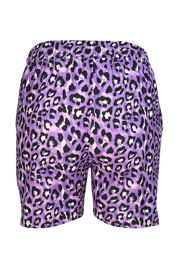 Lilac Leopard Jogger Shorts