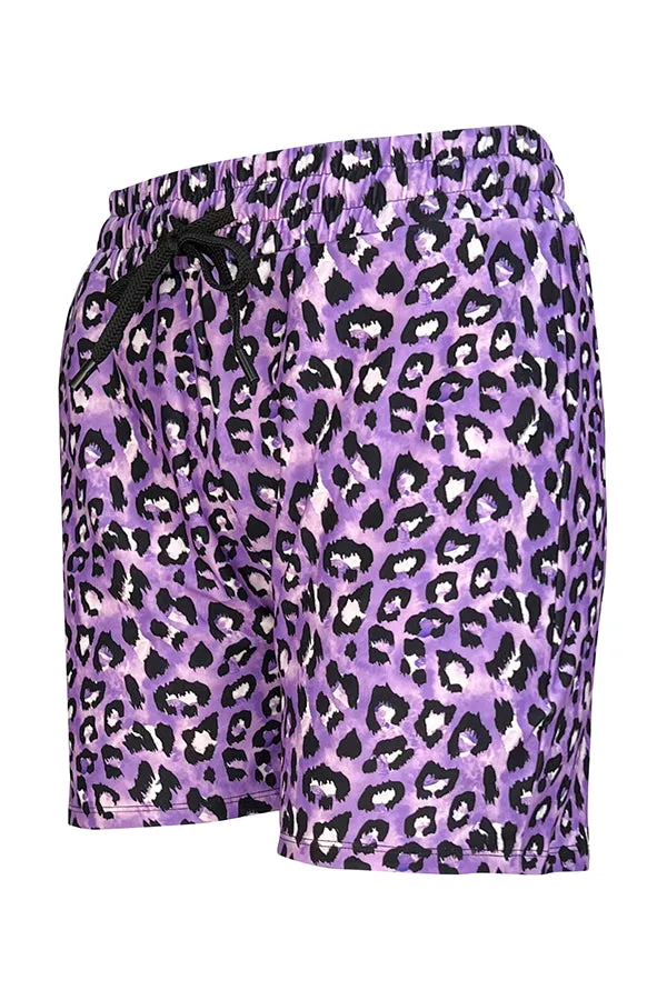 Lilac Leopard Jogger Shorts