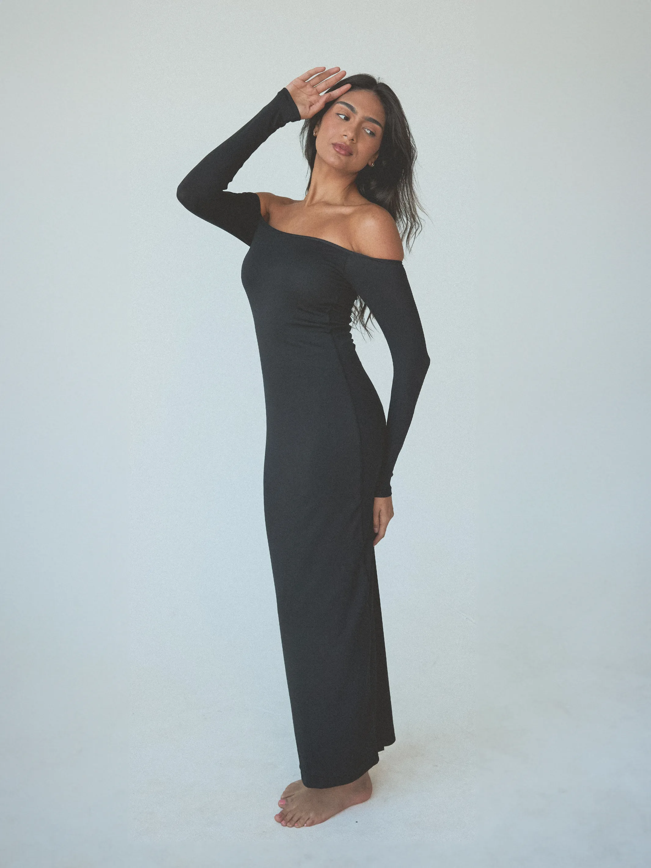 Maxi Brami Dress with Off-The-Shoulder Long Sleeves