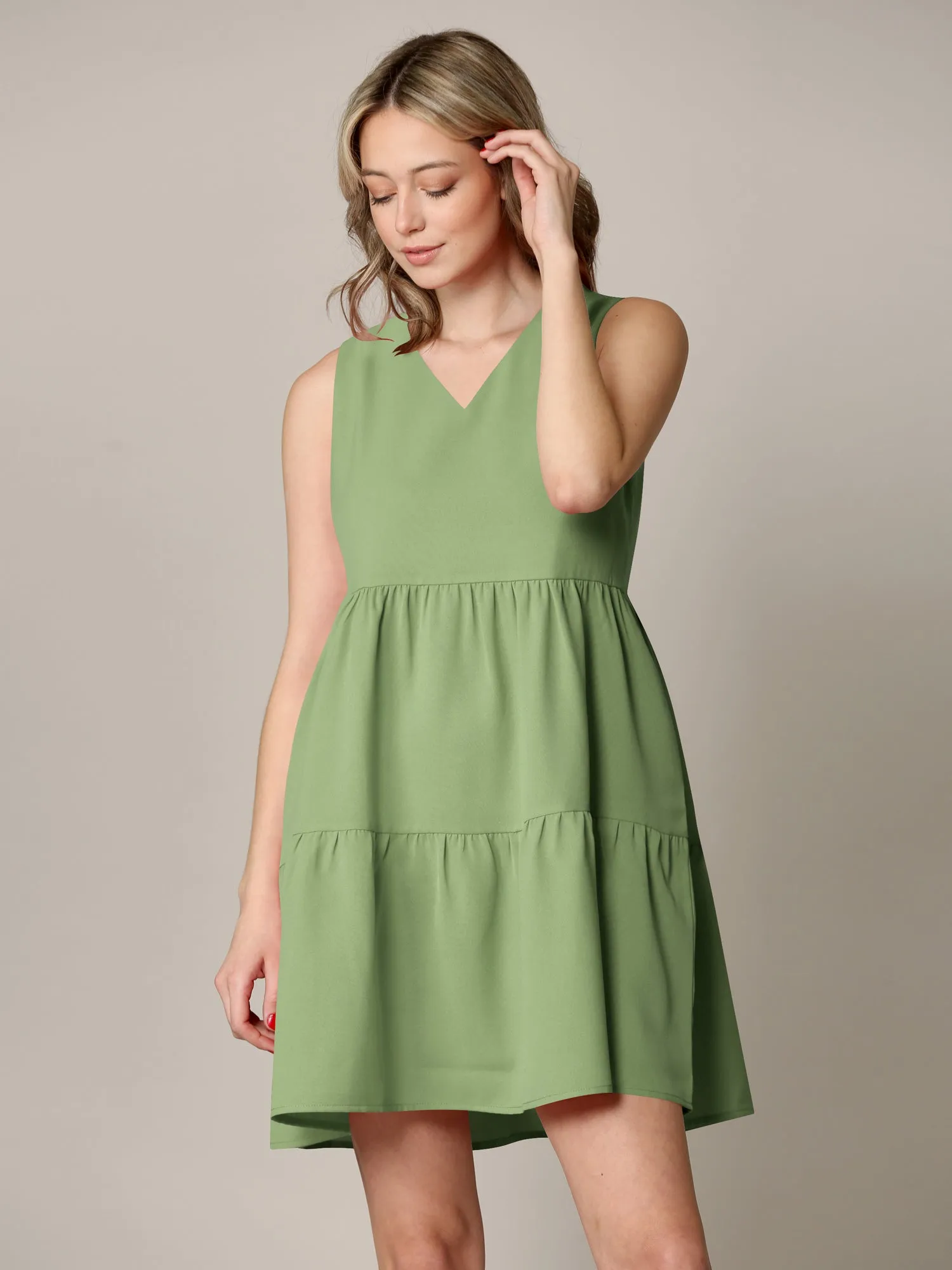 Made By Johnny Casual Flowy Swing Shift Tank Tiered Dress