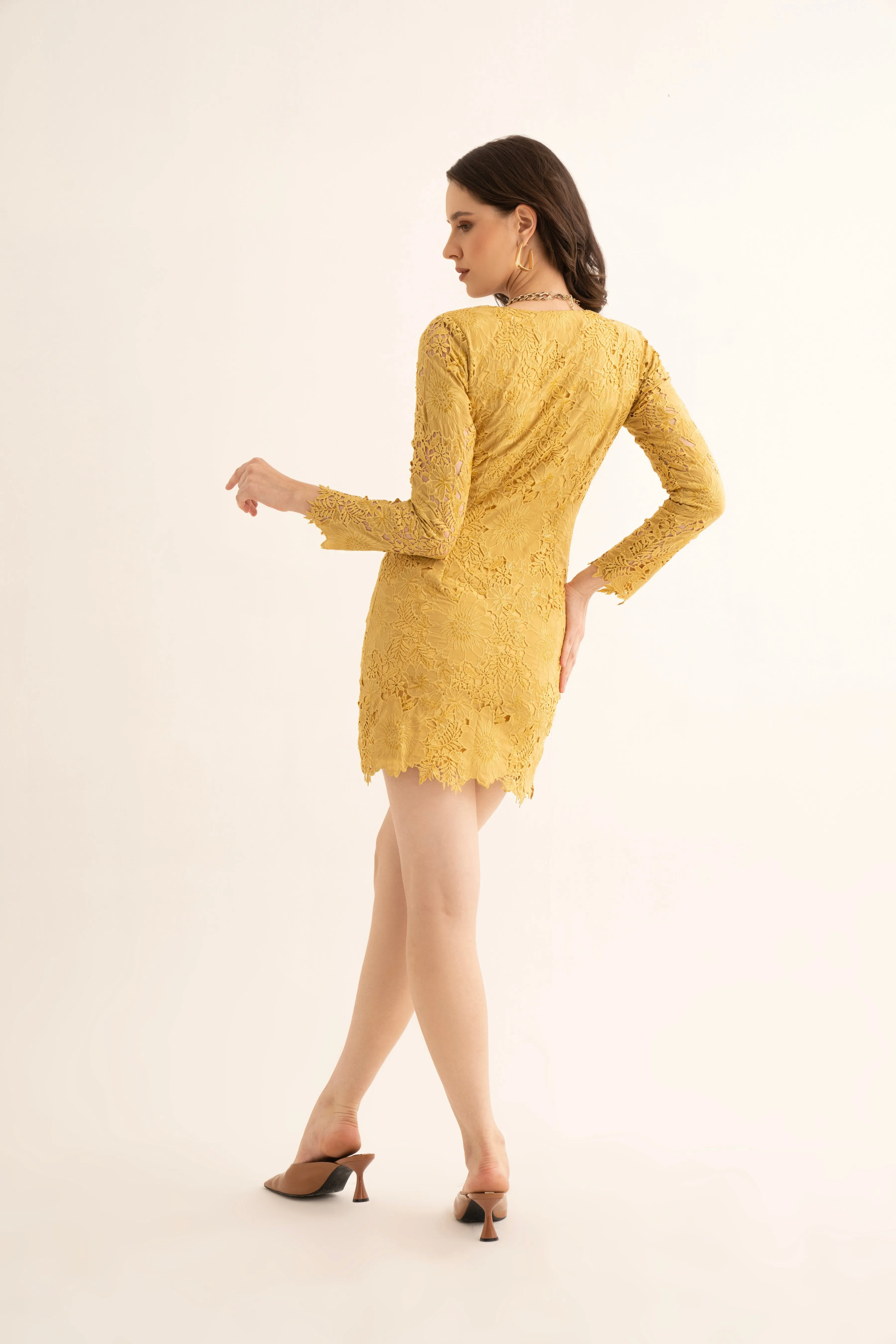 Mellow Yellow Cut Work Mini Dress