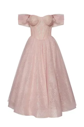 Misty Rose Sparkly cocktail midi tulle dress