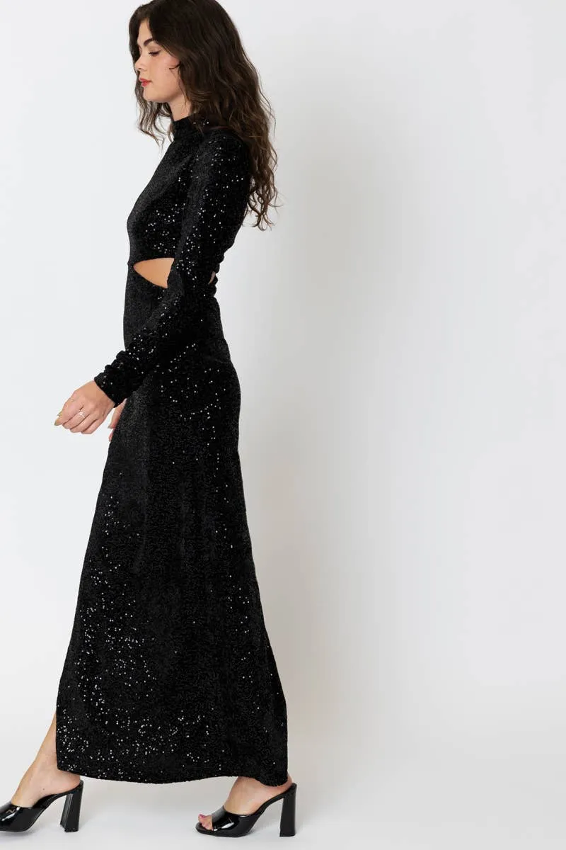 Mock Neck Sequin Maxi Dress - FINAL SALE