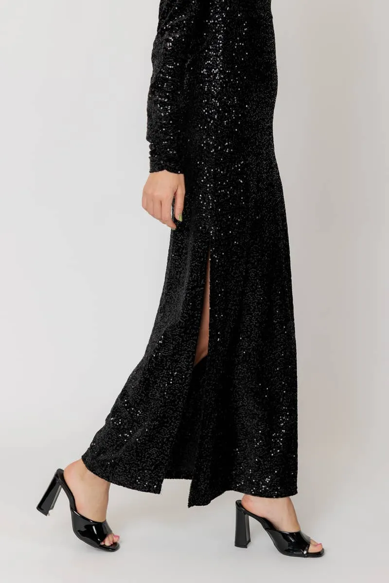 Mock Neck Sequin Maxi Dress - FINAL SALE