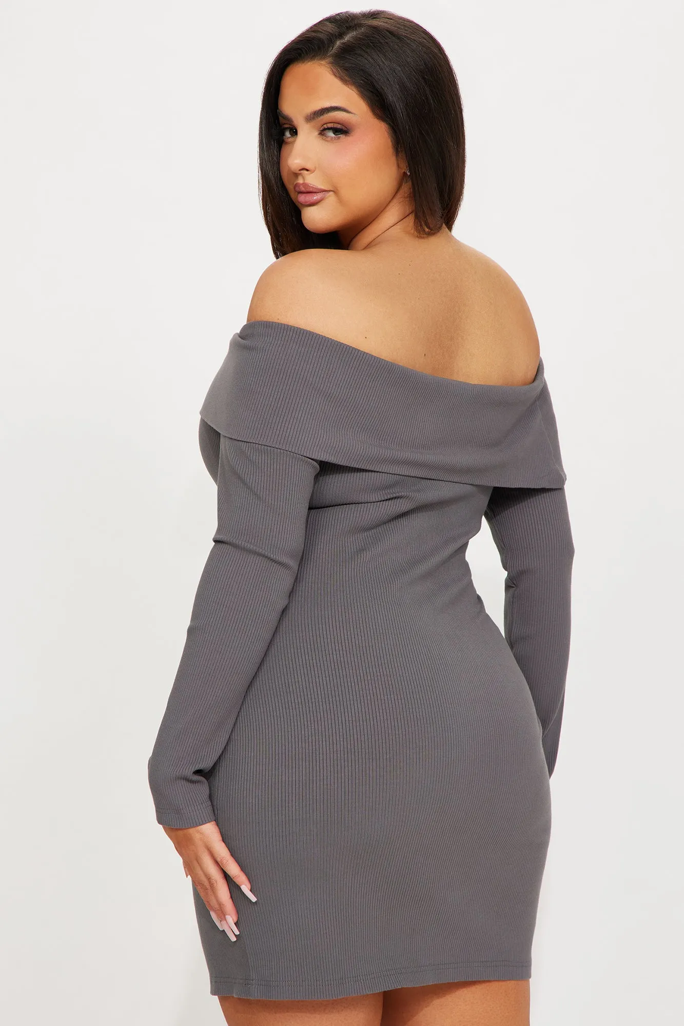 Modern Muse Long Sleeve Mini Dress - Charcoal