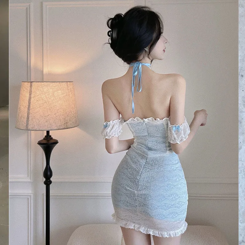 Off Shoulder Blue Princess Dress