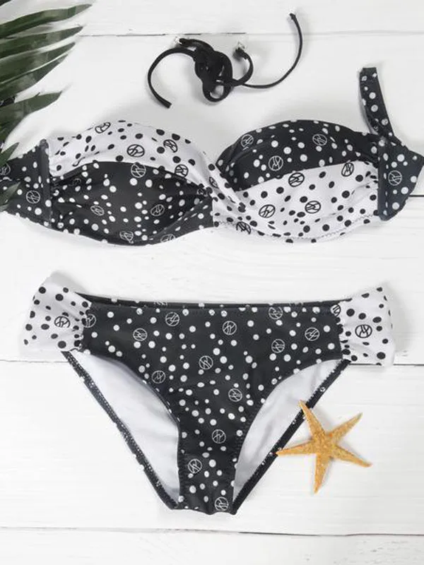 Off-the-shoulder Floral Print Bikini Sets