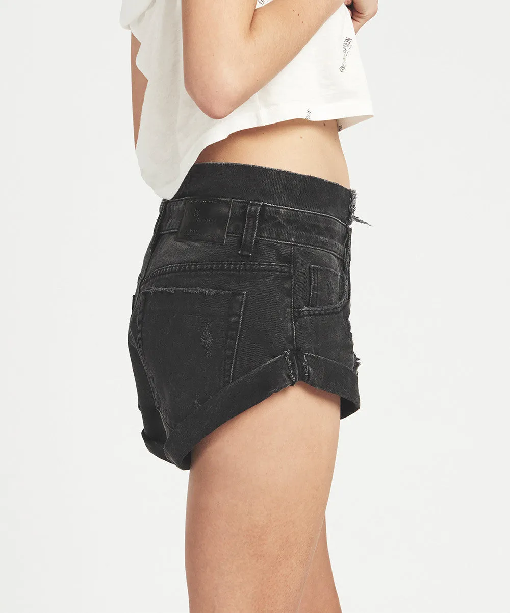 One Teaspoon Black Anchor Bandits Jean Shorts