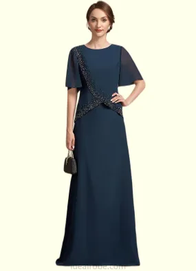 Peyton A-Line Scoop Neck Floor-Length Chiffon Mother of the Bride Dress With Beading Sequins STK126P0014787