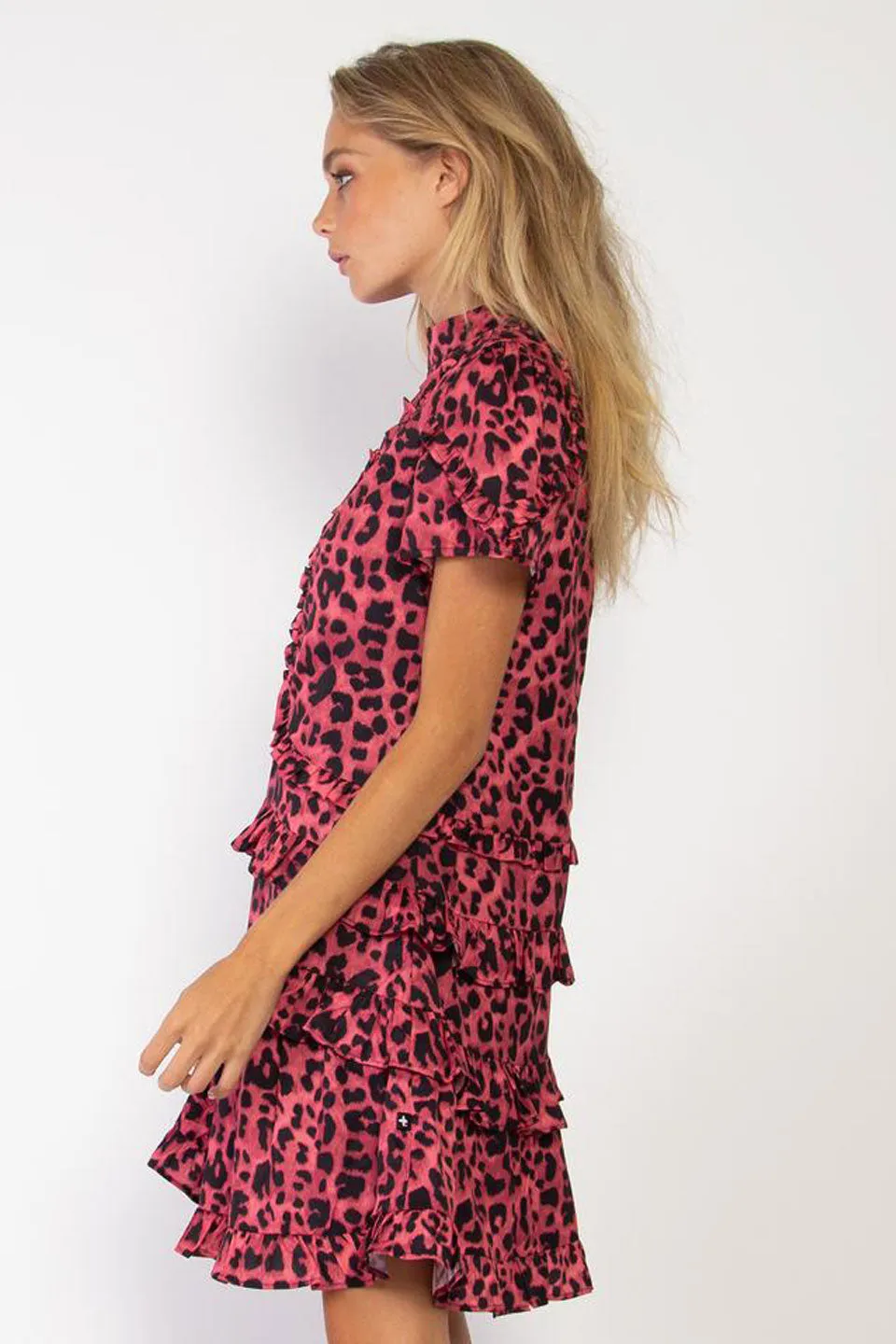 Pleased Pink Leopard High Neck Mini Dress