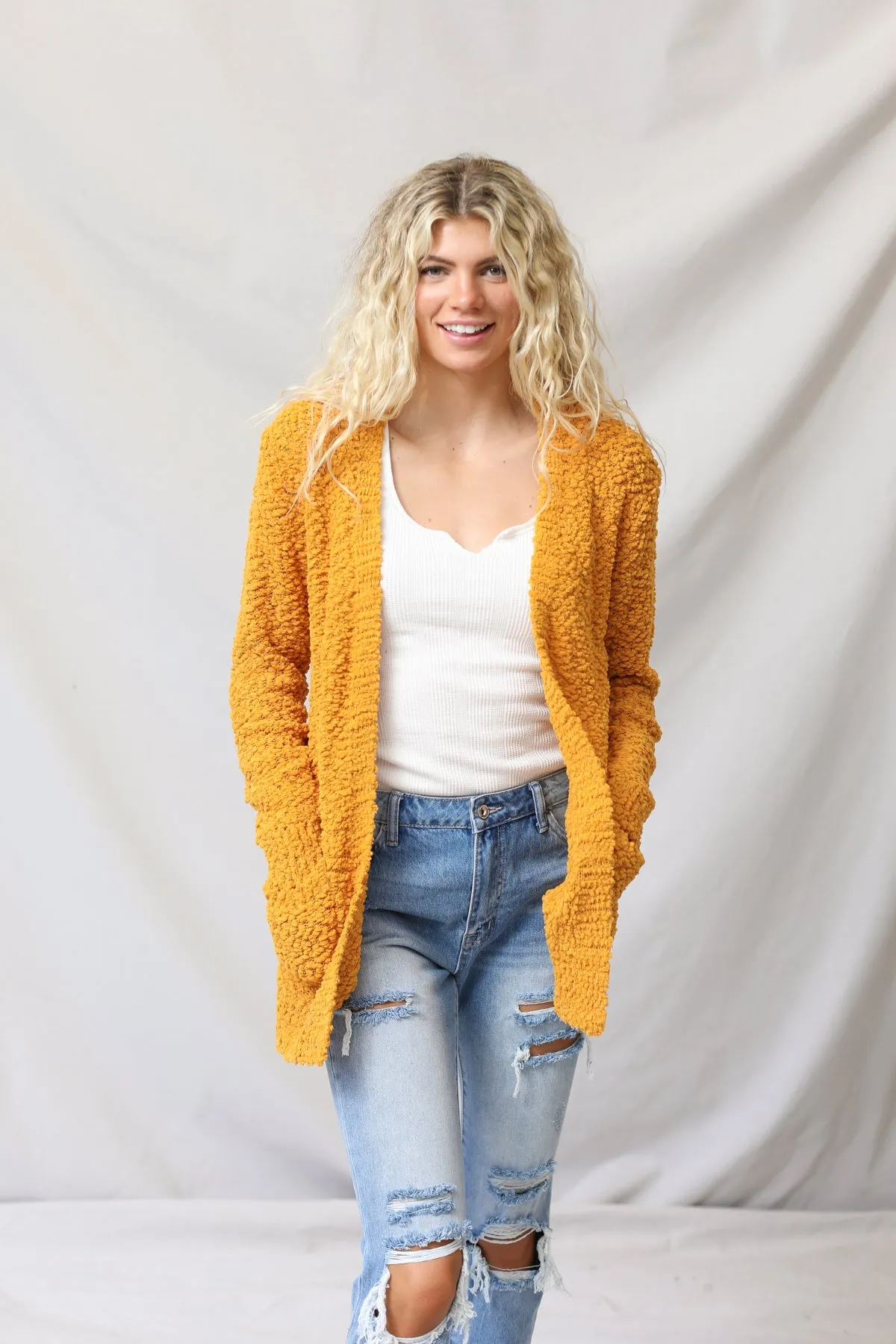 Popcorn Cardigan With Pockets