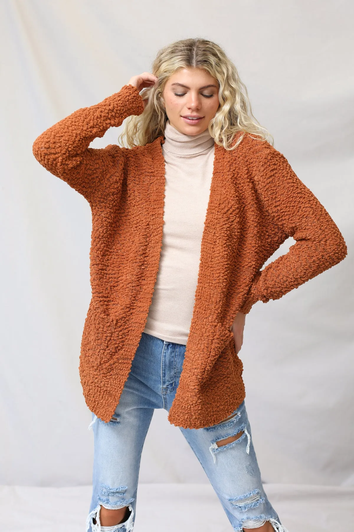 Popcorn Cardigan With Pockets