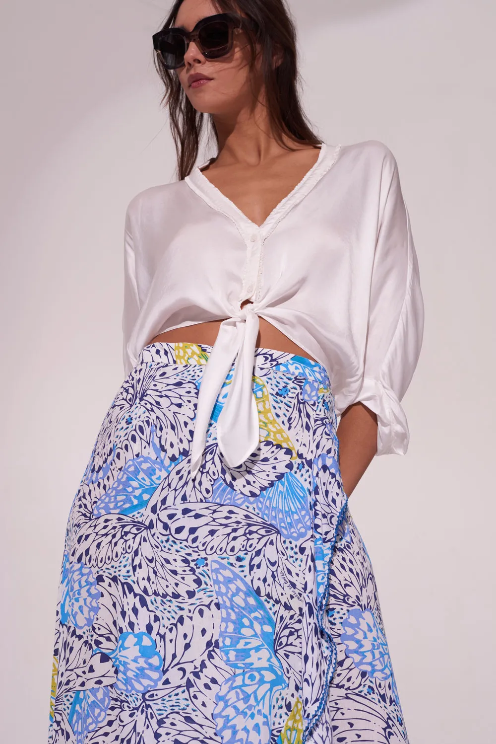 Poupette st Barth - Long Skirt Aude - Blue Ailes