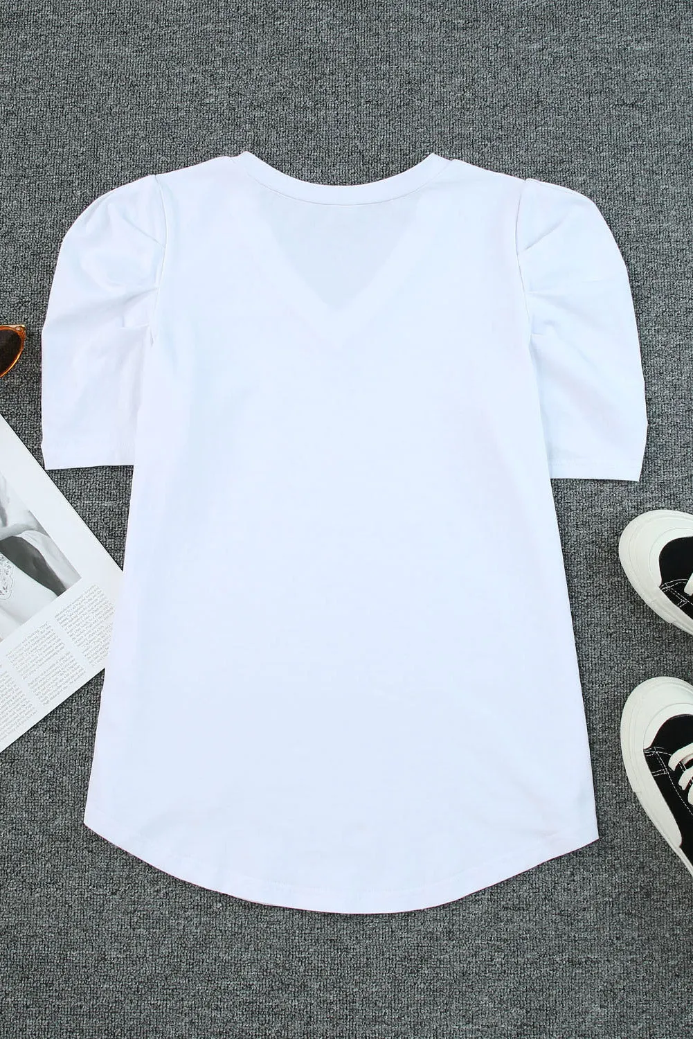 Puff Sleeve V-Neck T-Shirt