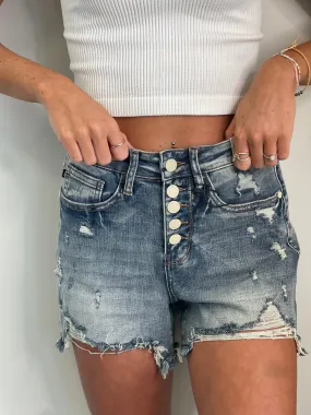 Rainee Button Fly Denim Shorts