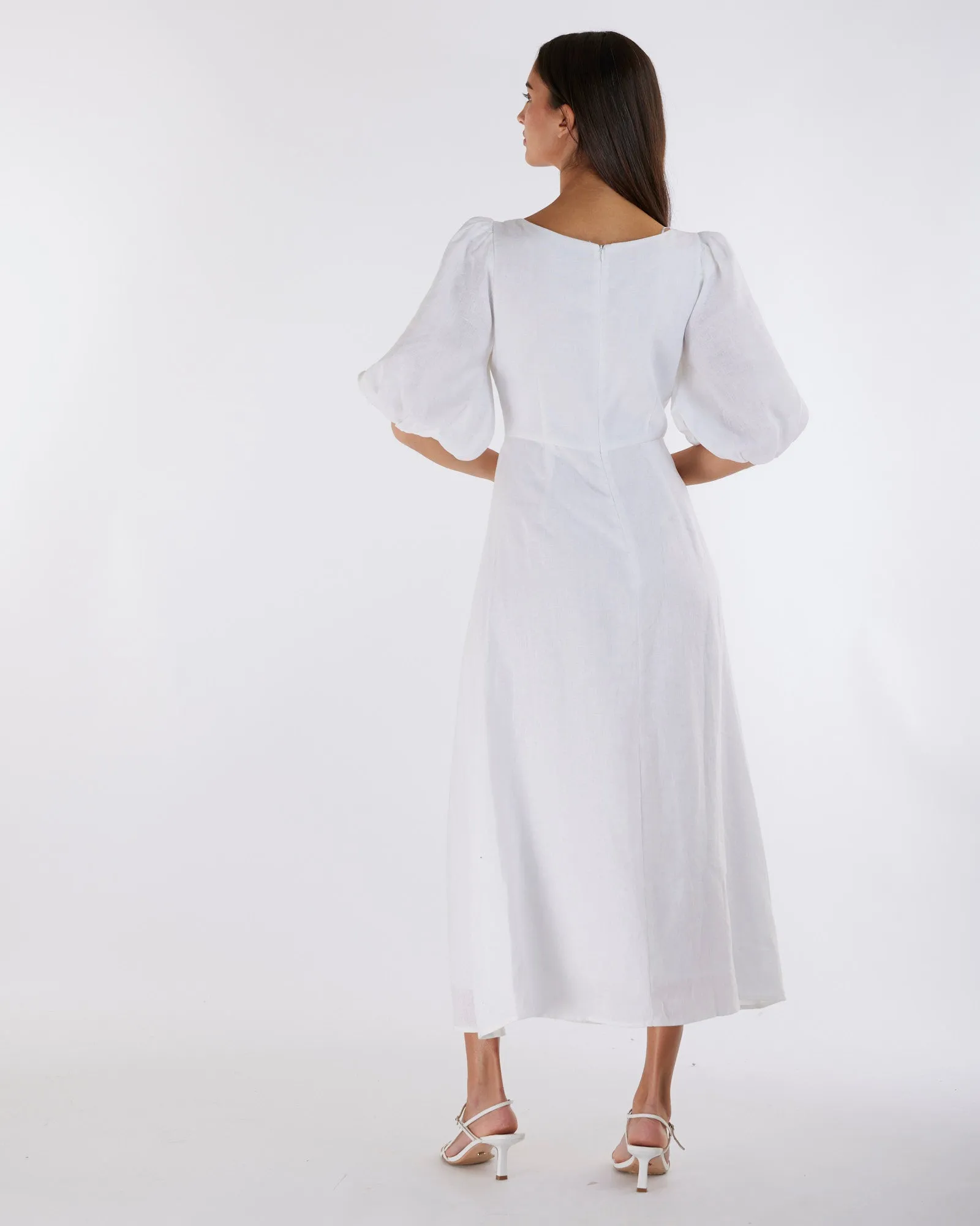 Romilly Linen Midi Dress - White