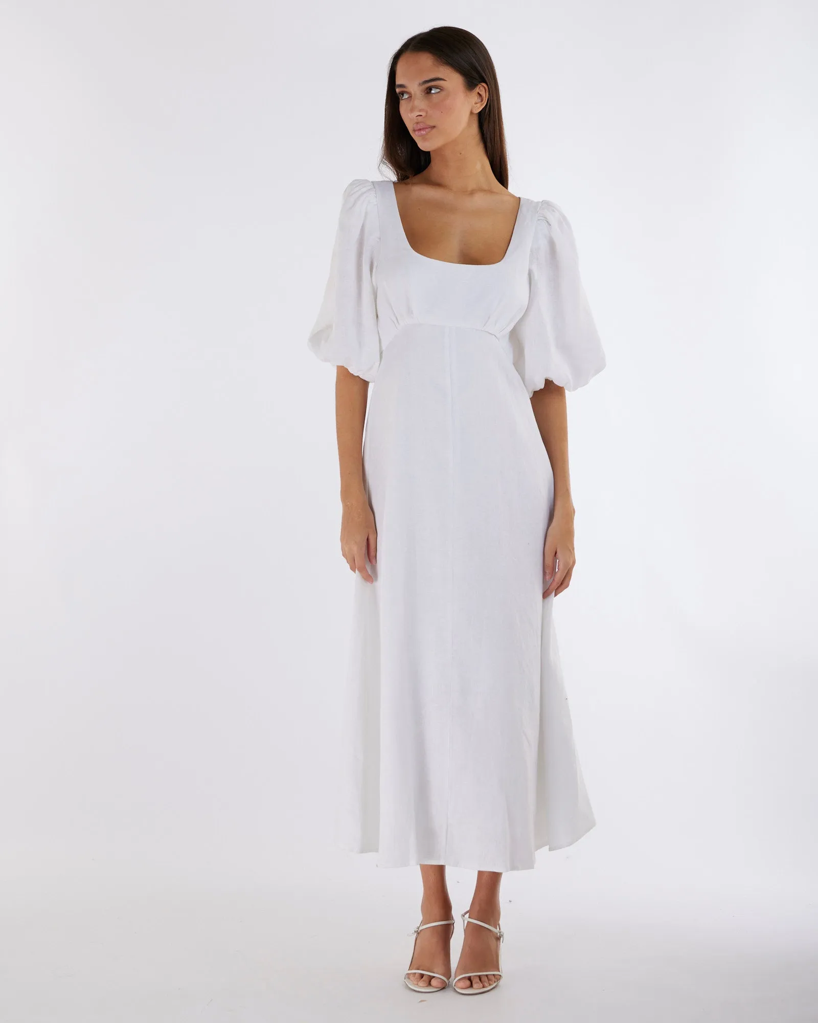 Romilly Linen Midi Dress - White