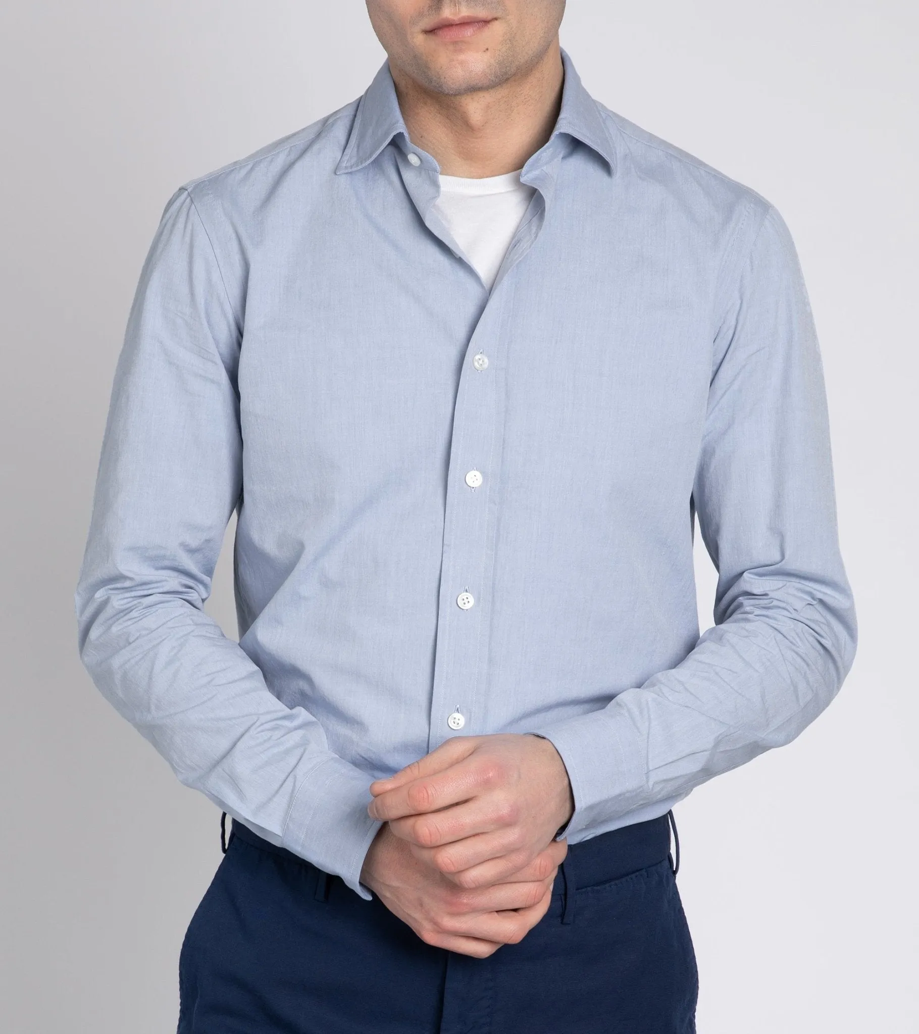 Salvatore Piccolo Light Canvas Shirt: Blue