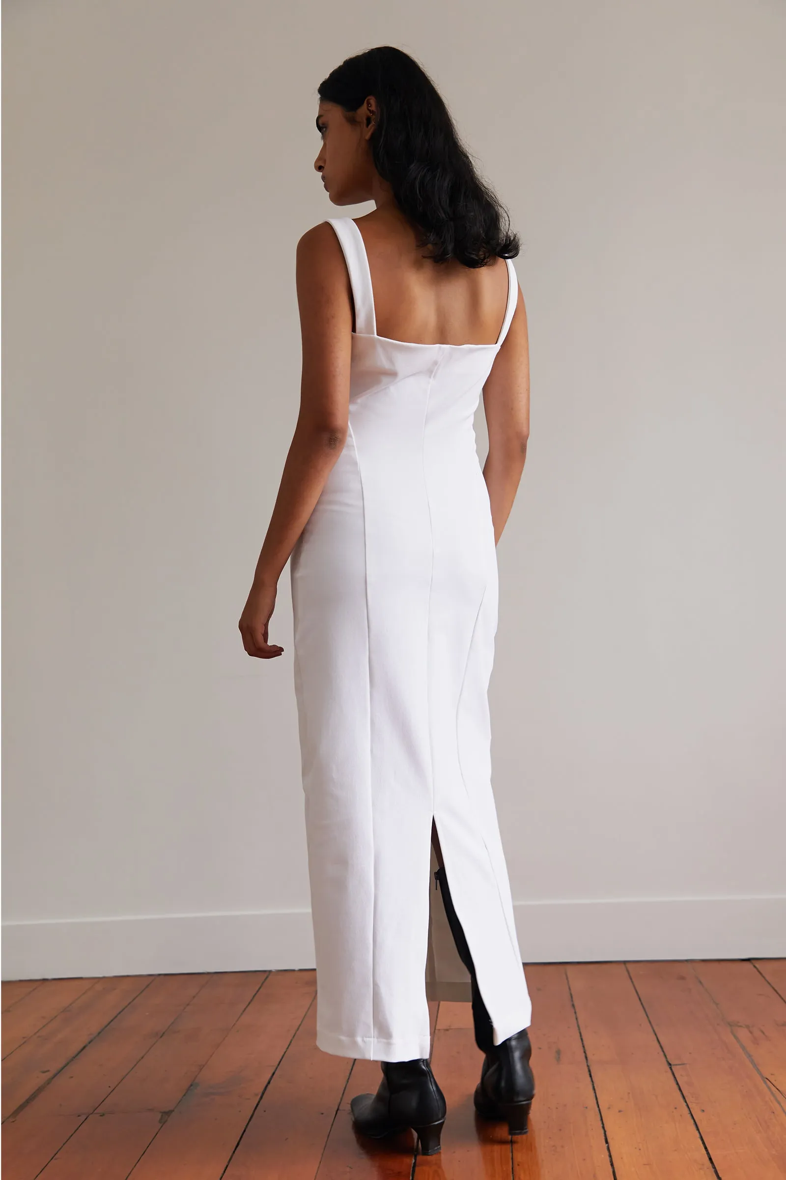 Sculpted Maxi Dress in White