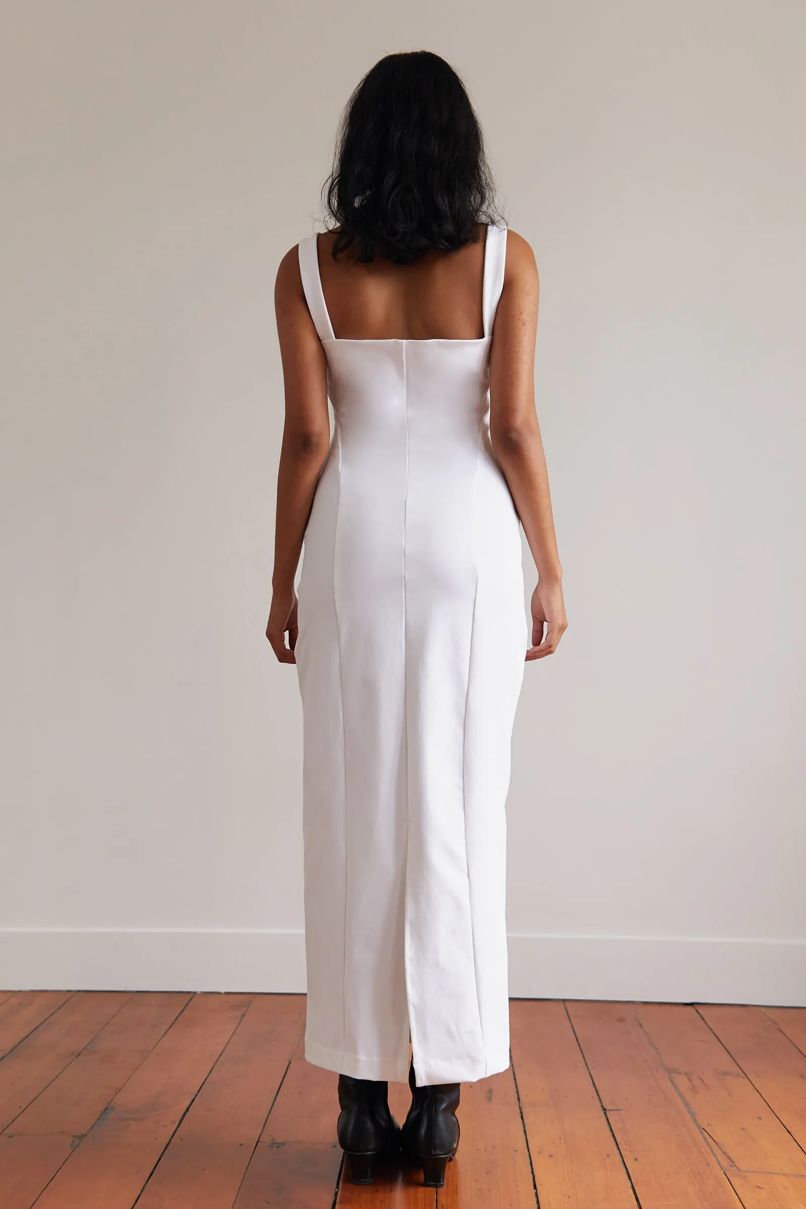 Sculpted Maxi Dress in White