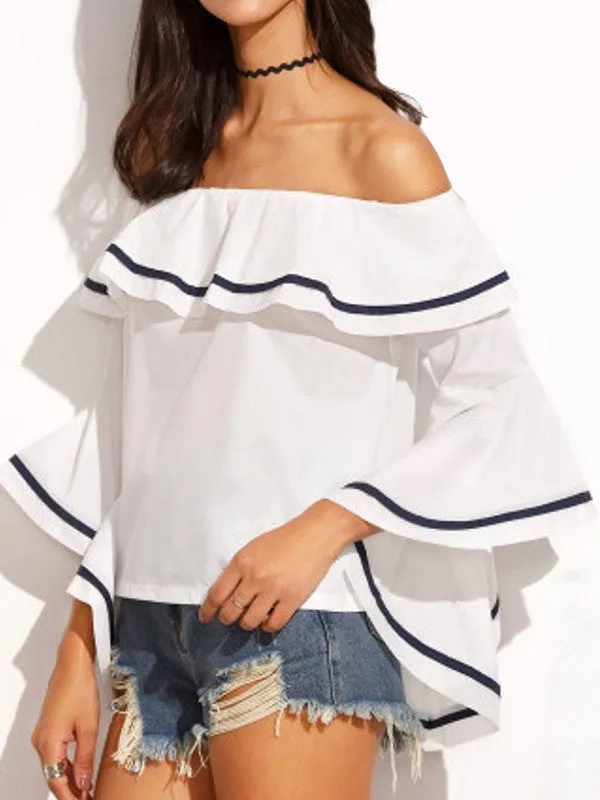 Sexy Off-the-Shoulder Ruffled T-shirt