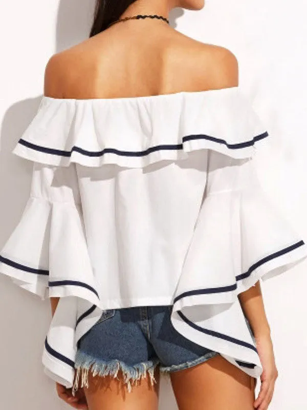 Sexy Off-the-Shoulder Ruffled T-shirt