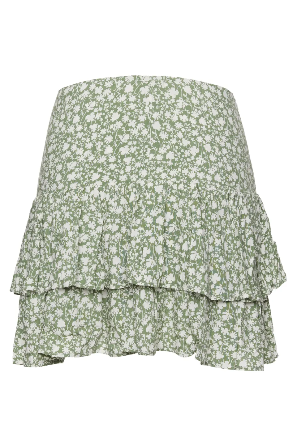 Sublime Sage Floral Double Frill Mini Skirt