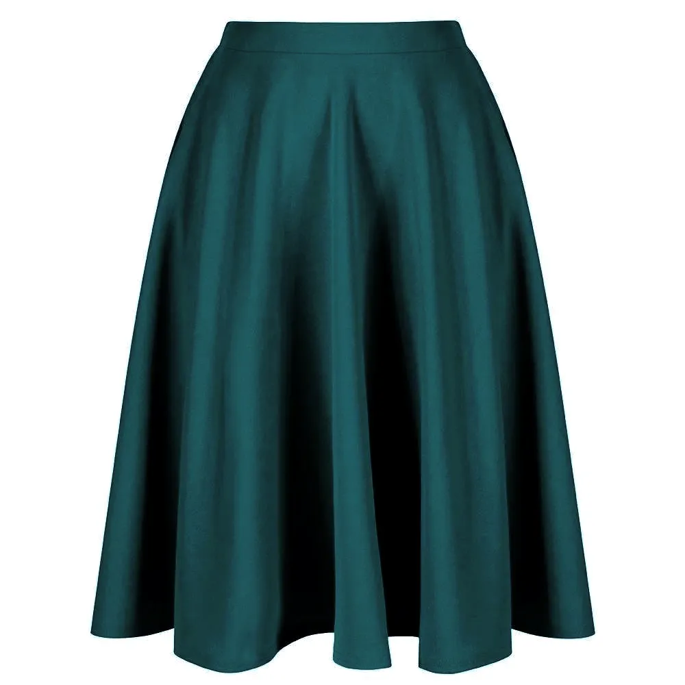 Teal Green Blue 1950s Vintage Rockabilly Swing Skirt