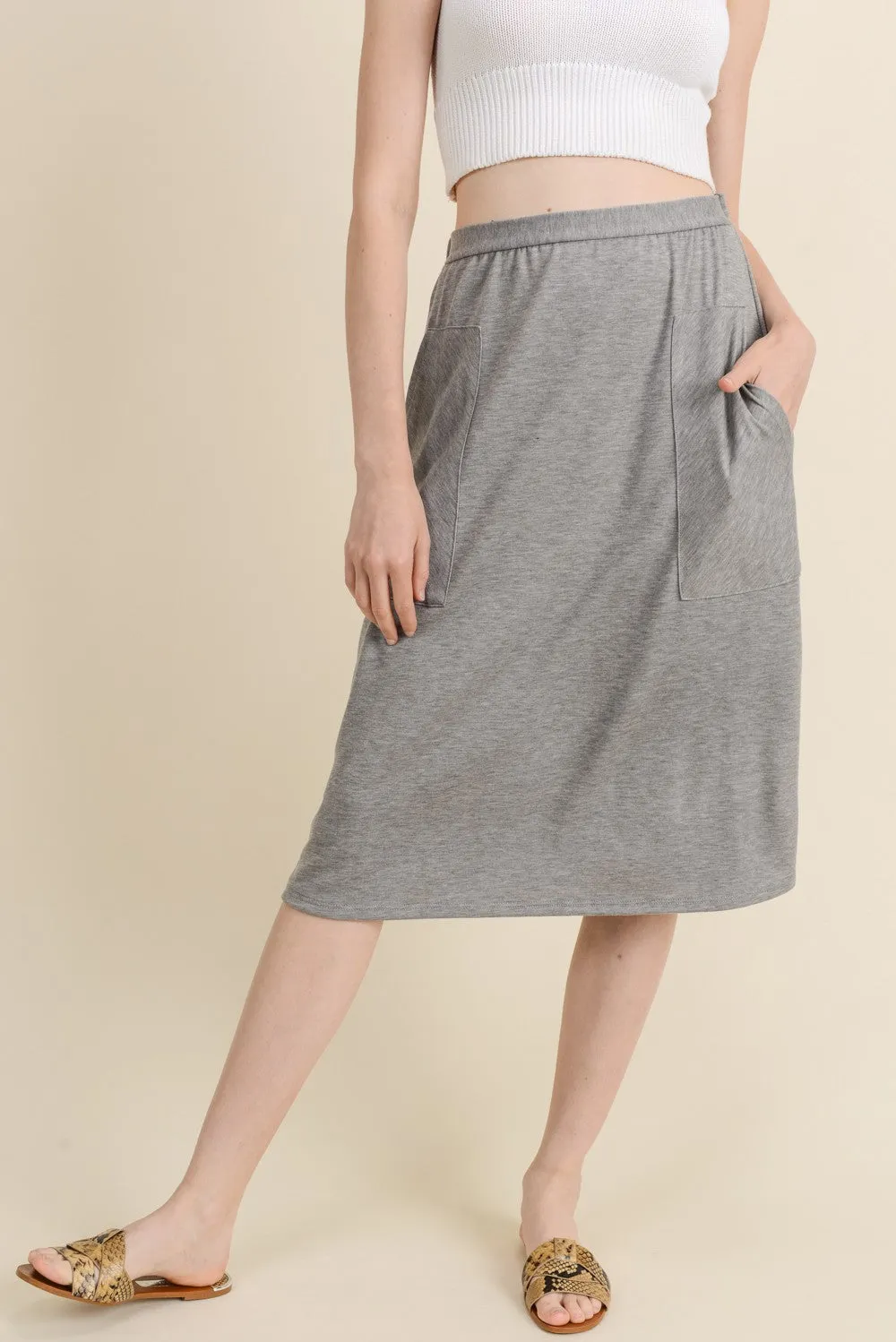 The Daily Midi Skirt in Dark Grey