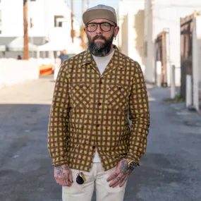 The Flat Head Printed Flannel Shirt Yellow/ Brown FINAL SALE