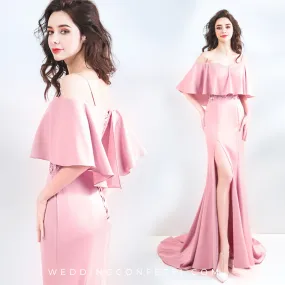 The Henriette Pink Off Shoulder Gown