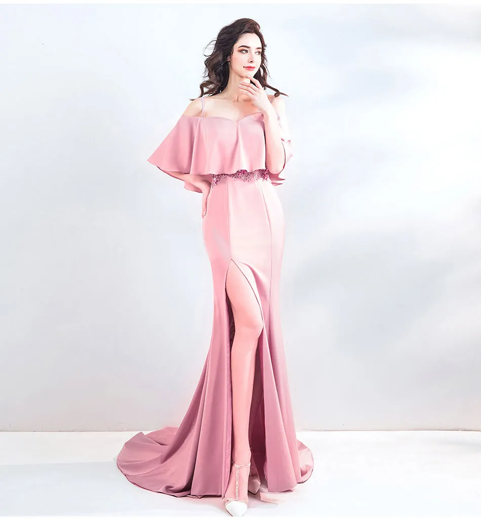 The Henriette Pink Off Shoulder Gown