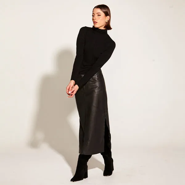 Underground Leather Midi Skirt - Black