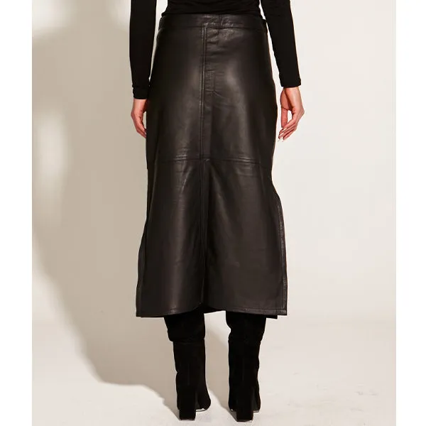 Underground Leather Midi Skirt - Black