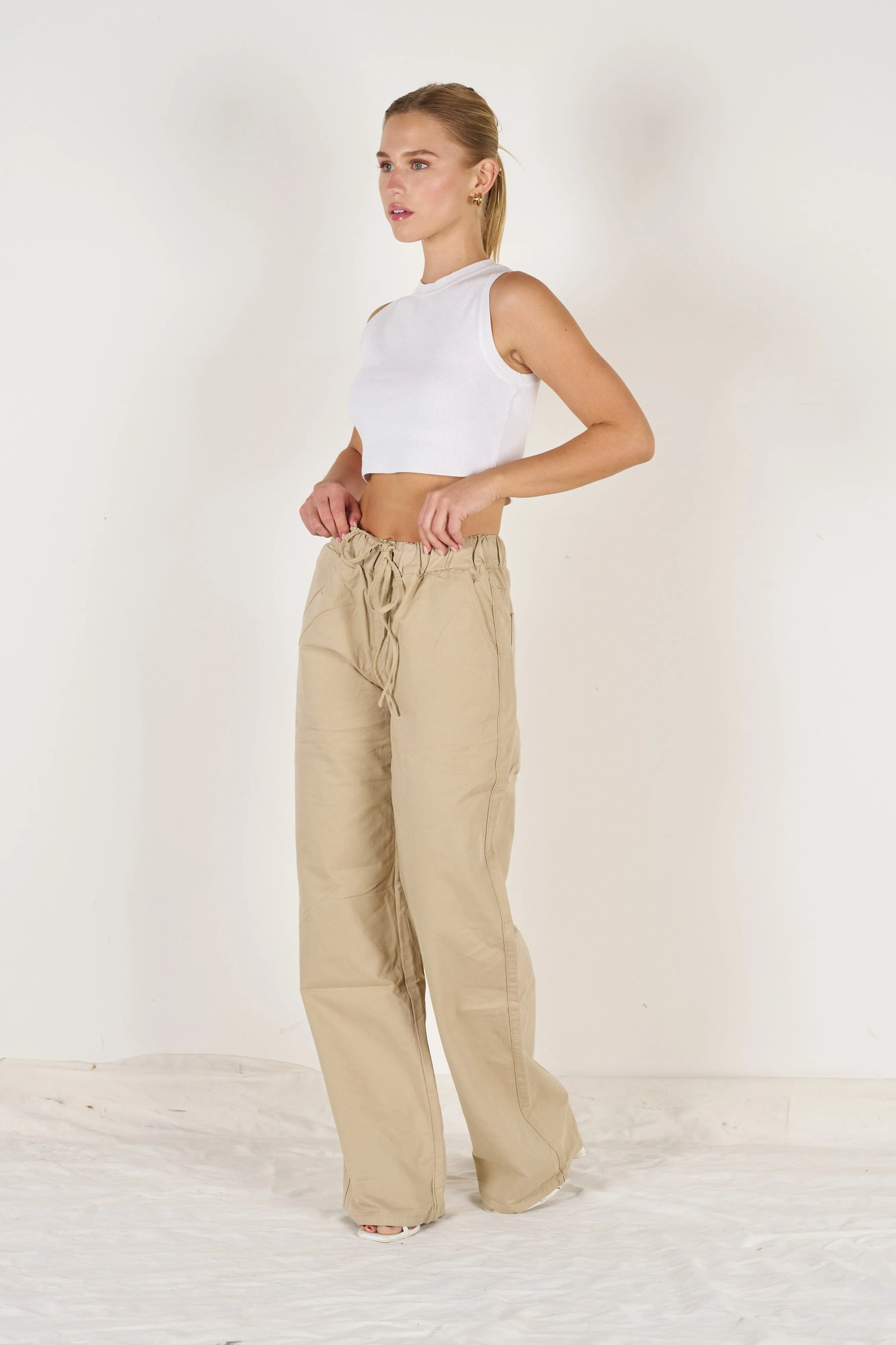 Wakee Denim (By Lily) Flare Leg Ladies Pant - Camel BA171-10